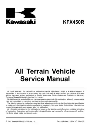 Kawasaki KFX450R ATV Service Manual - Comprehensive Guide for Maintenance & Repairs Preview image 5