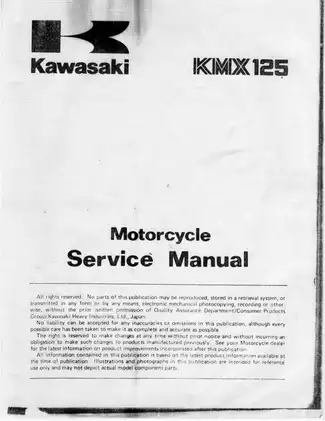 1986-2002 Kawasaki KMX125R service manual Preview image 3