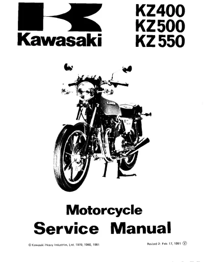 Preview: 1979–1985 Kawasaki KZ400, KZ500, KZ550 Service & Repair Manual (P/N 99924-1018-03)