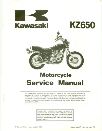 Preview: 1976–1983 Kawasaki KZ650 Service & Repair Manual (P/N 99931-539-01)