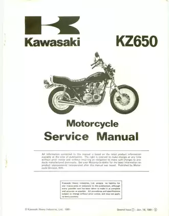 1976-1983 Kawasaki KZ650 service manual Preview image 1