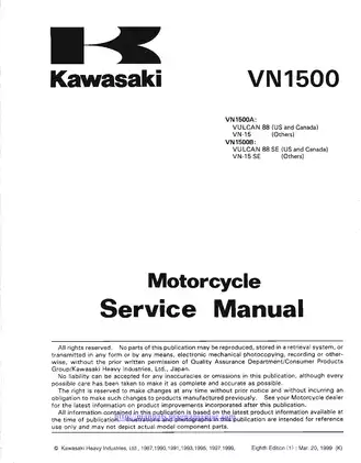 1987-1999 Kawasaki Vulcan, VN1500 service manual Preview image 3