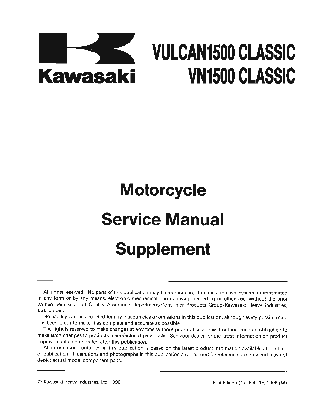 1987-2004 Kawasaki VN 1500 Classic, Vulcan 1500 Classic service manual Preview image 3