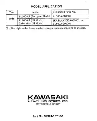 1986 Kawasaki ZL500, ZL600 Eliminator repair manual Preview image 1