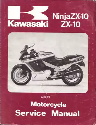 1988-1990 Kawasaki Ninja ZX-10, ZX1000 motorcycle service manual