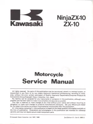 1988-1990 Kawasaki Ninja ZX-10, ZX1000 service manual Preview image 4