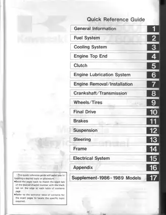 1985-1989 Kawasaki GPZ500 R, GPZ600R service manual Preview image 2