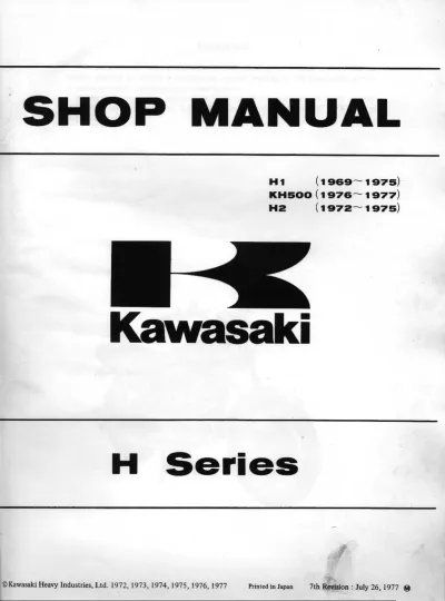 Preview: 1969–1977 Kawasaki KH 500, H1, H2 Shop Manual (P/N 99997-711, 99997-711-00)