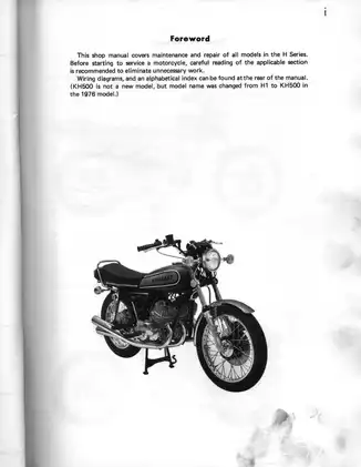 1969-1977 Kawasaki KH 500, H1, H2 shop manual Preview image 2