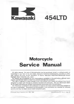 1985-1990 Kawasaki EN 450, EN 454 LTD motorycle service manual Preview image 3