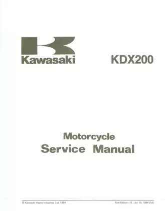 1997-2005 Kawasaki KDX 220R, KDX 220 motorcycle service manual Preview image 1