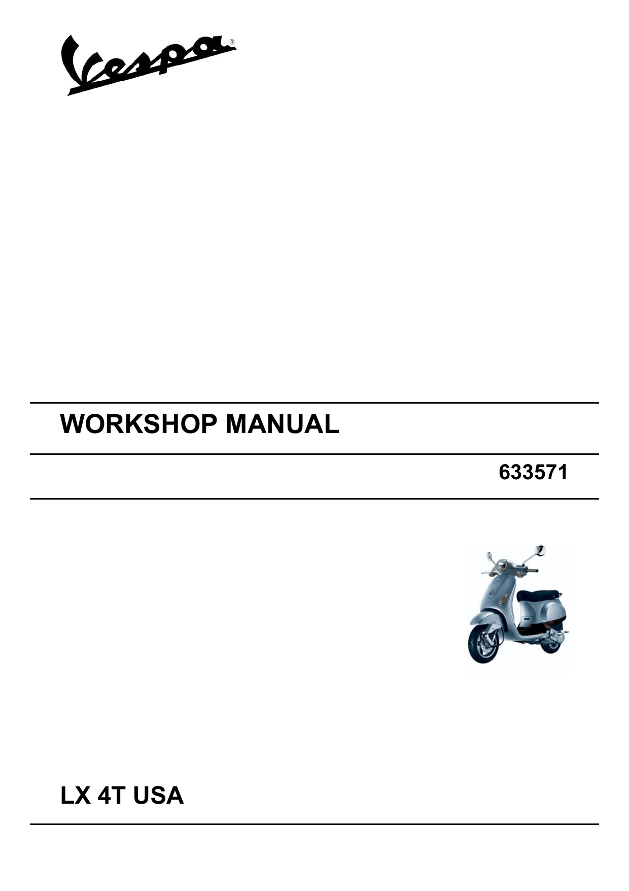 Piaggio Vespa LX 50 4T workshop manual Preview image 1