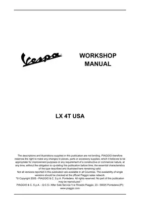 Piaggio LX 4T USA Workshop Manual (2005) Preview image 2
