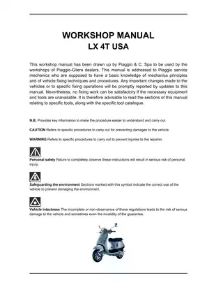 Piaggio Vespa LX 50 4T workshop manual Preview image 3