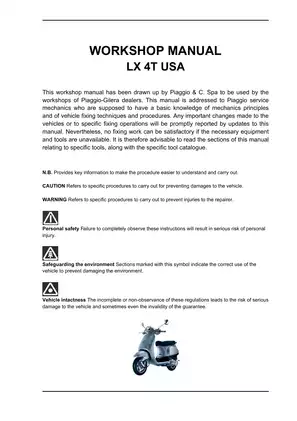 Piaggio LX 4T USA Workshop Manual (2005) Preview image 3