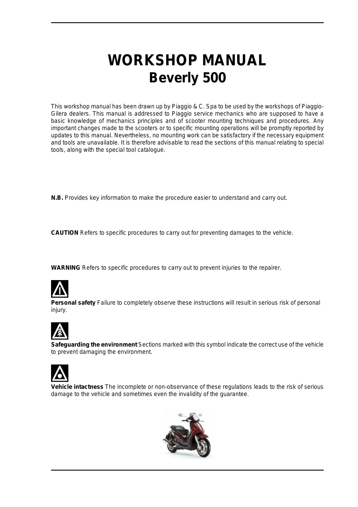 Piaggio Beverly 500 workshop manual Preview image 3
