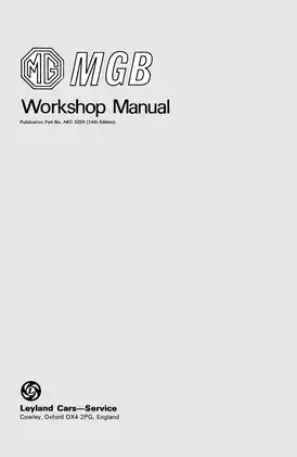 MGB Workshop Manual - Comprehensive Vehicle Maintenance Guide Preview image 1