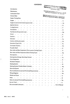 MGB Workshop Manual - Comprehensive Vehicle Maintenance Guide Preview image 2