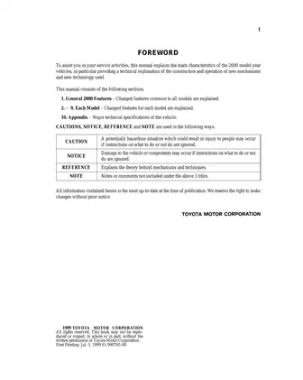 1997-2001 Toyota Camry manual Preview image 1