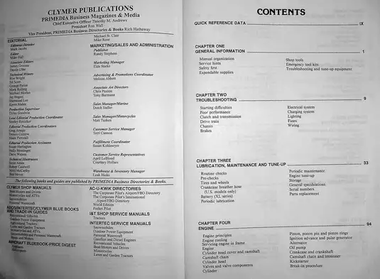 Clymer Honda XL/XR/TLR 125-200 Service Manual (1979-1987) Preview image 2