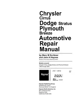 Chrysler Cirrus, Dodge Stratus, Plymouth Breeze Repair Manual (1995-2000) - Complete Guide for DIY Mechanics Preview image 2