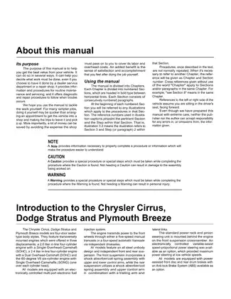 Chrysler Cirrus, Dodge Stratus, Plymouth Breeze Repair Manual (1995-2000) - Complete Guide for DIY Mechanics Preview image 3