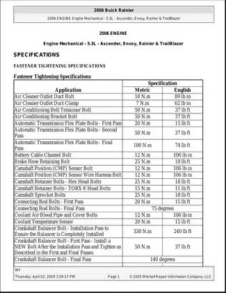 2004-2008 Buick Rainer service repair manual