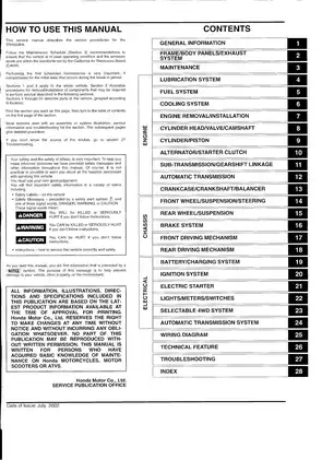 Comprehensive Honda TRX650FA Service Manual - Repair and Maintenance Guide Preview image 3