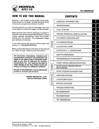 1981-1984 Honda ATC 110 3-wheeler ATV shop manual Preview image 3