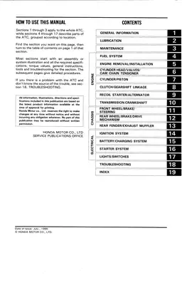 1986-1987 Honda ATC125, ATC 125M ATV service manual Preview image 3