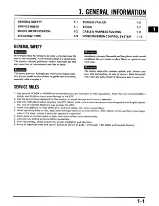 1986-1987 Honda ATC125, ATC 125M ATV service manual Preview image 4