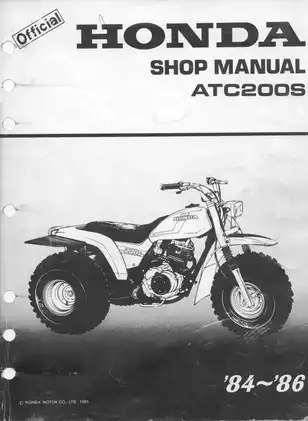 1984-1986 Honda ATC200, ATC200S ATV 3-Wheeler repair manual