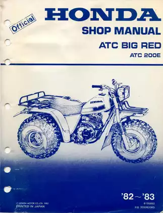 1982-1984 Honda Big Red ATC 200E, ATC 200ES, ATC 200 3-Wheeler ATV shop manual Preview image 1