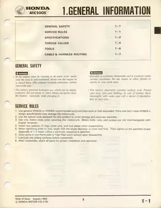 1982-1984 Honda Big Red ATC 200E, ATC 200ES, ATC 200 3-Wheeler ATV shop manual Preview image 5