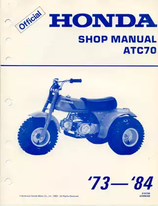 1973-1984 Honda ATC70 ATV 3-Wheeler shop manual Preview image 1