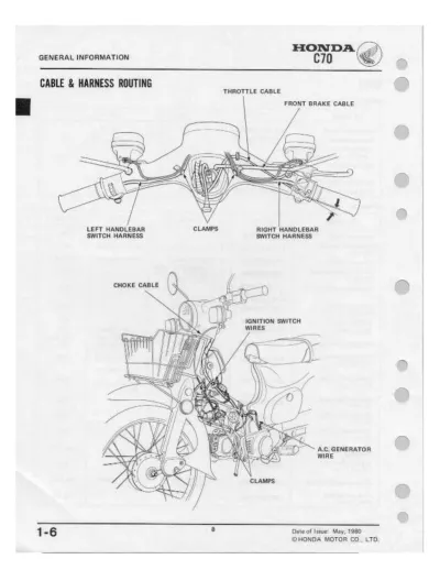 Preview: Honda C70 / CL70 / Cub / C70M Passport Minibike 1970–1984 Service Manual OEM (P/N 6204003)