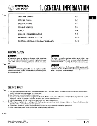 1983 Honda CB1100F super sport repair manual Preview image 3