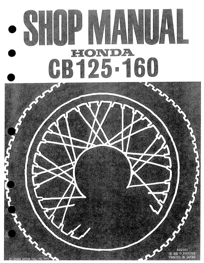 Honda CB125, CB160 Shop Manual (P/N 622161)