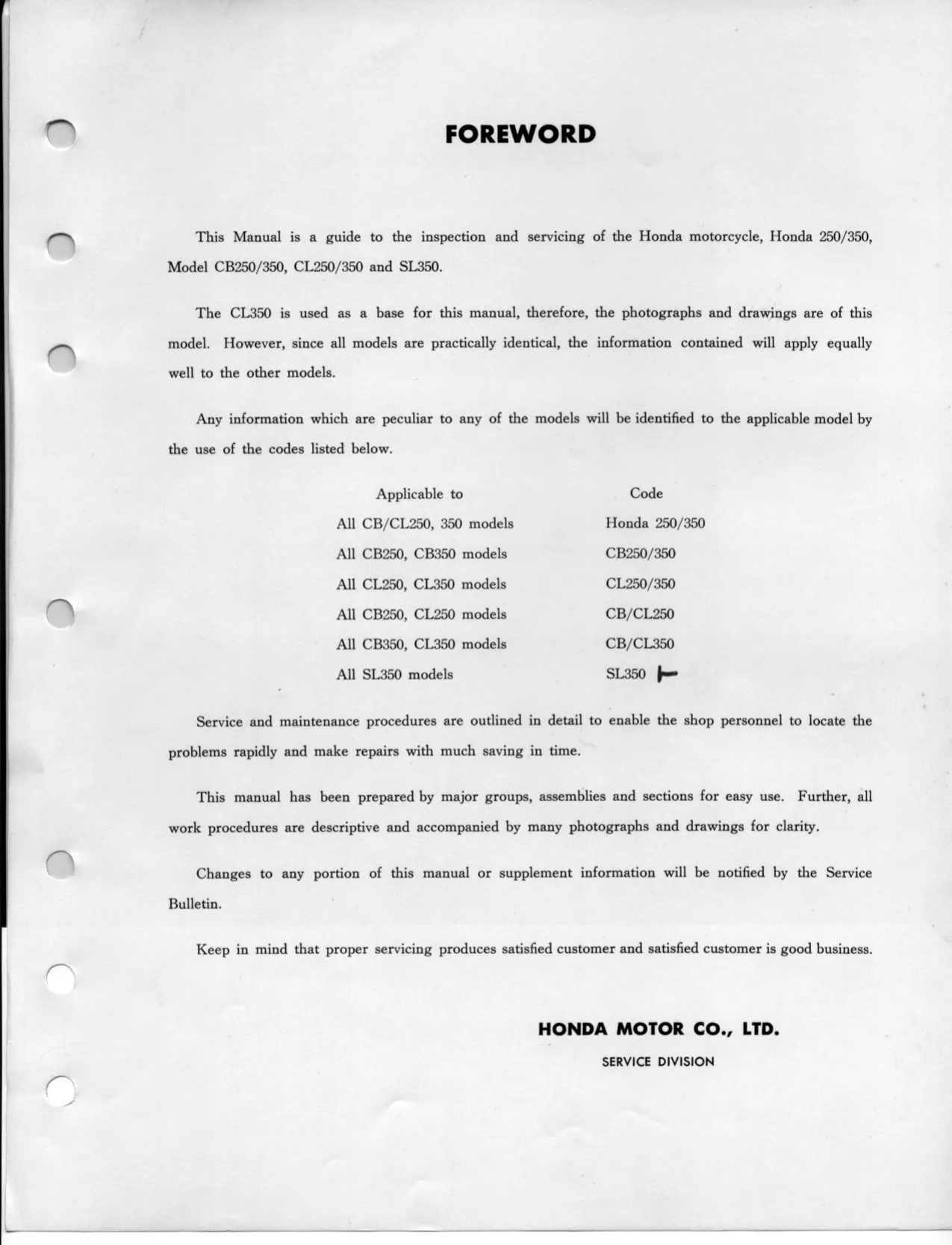 Honda 250, CB250, CL250, CJ250 service manual Preview image 2