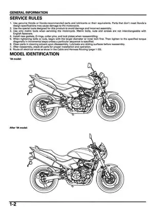2004-2006 Honda CB600F, CB600 Hornet service manual Preview image 4