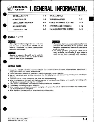 1979-1982 Honda CB650 shop manual Preview image 3