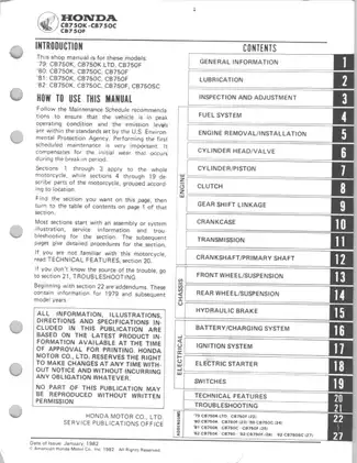 1979-1983 Honda CB750, CB750K, CB750F, CB750C, CB750SC repair manual Preview image 1