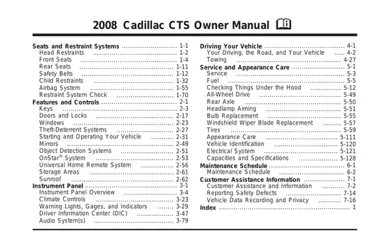 2008 Cadillac CTS owner manual