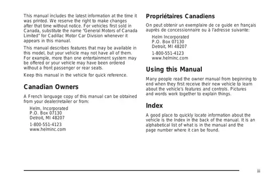 2008 Cadillac CTS owner manual Preview image 3