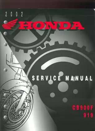 2002-2007 Honda CB900F, CB900, 919 Hornet service manual