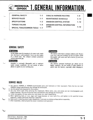 1980-1982 Honda CB900F, CB900, Hornet 900 repair manual Preview image 3