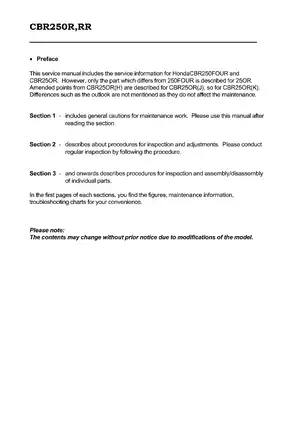 1987-1999 Honda CBR250R, CBR250RR, CBR250 repair manual Preview image 2