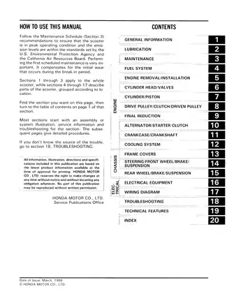 1985-1986 Honda CH150 Elite repair manual
