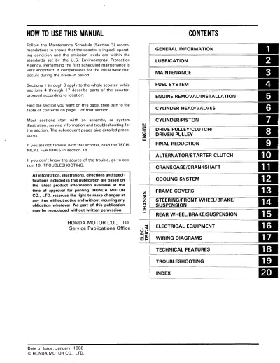 Preview: 1985–1988 Honda CH250 Elite Service Manual (P/N 61KM103)