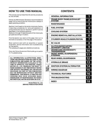 1986-2007 Honda CR 125 R, CR 125 service manual Preview image 1